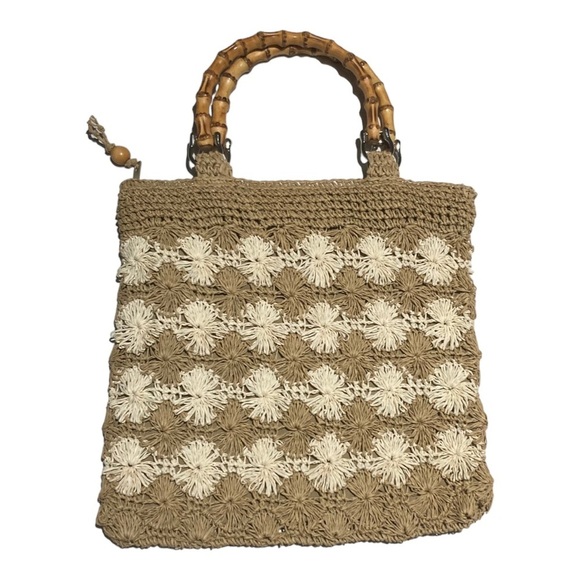 Vintage The Limited Handmade Crochet Bag with Bamboo Handle 90s Y2K - Picture 8 of 11